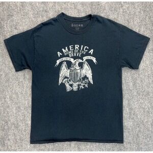 5 Star T-Shirt Mens L Black America Home of the Brave Eagle Graphic